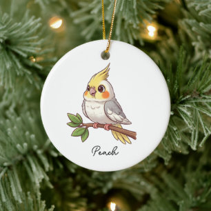 Personalized Cute Cockatiel Pet Bird Ceramic Ornament