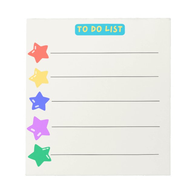 Personalized Cute Colour Twinkle Little Star Notepad (Front)