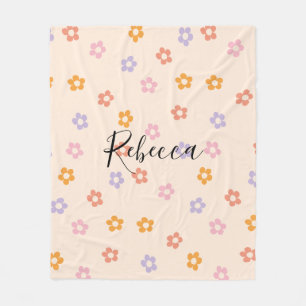 Personalized Cute Coloured Daisy Pattern Fleece Blanket