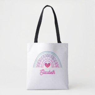 Personalized Cute Colourful Boho Rainbow Tote Bag