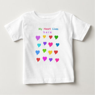 Personalized Cute Colourful Hearts, Kids and Adult Baby T-Shirt