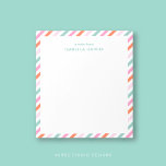 Personalized Cute Colourful Notepad<br><div class="desc">This Personalized Cute Colourful Notepad showcases a delightful diagonal striped pattern in lively pink, green mint, and orange hues. Perfect for jotting down notes, ideas, or reminders, this notepad adds a splash of fun to your everyday tasks. Customize it with your name, leave the "a note from" or change it...</div>