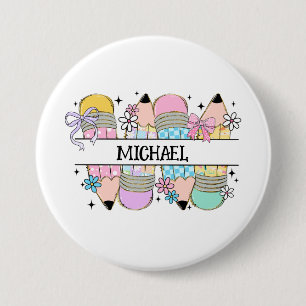 Personalized Cute Colourful Pencil - Back To Schoo 3 Inch Round Button
