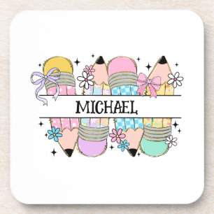 Personalized Cute Colourful Pencil - Back To Schoo Coaster