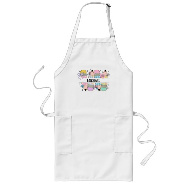 Personalized Cute Colourful Pencil - Back To Schoo Long Apron (Front)