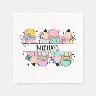 Personalized Cute Colourful Pencil - Back To Schoo Napkin