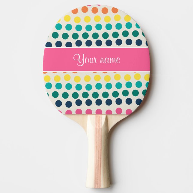 Personalized Cute Colourful Polka Dots Ping Pong Paddle (Front)