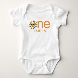 Personalized Cute Colourful Sunshine 1st Birthday Baby Bodysuit