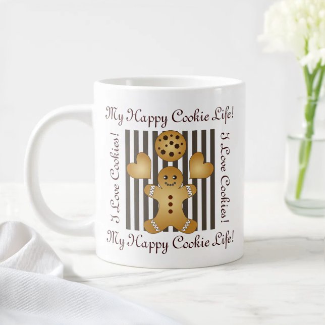 Personalized Cute Cookie Gingerbread Man Large Coffee Mug (Creator Uploaded)