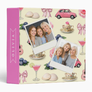 Personalized Cute Coquette Pink Cocktail Ribbon Binder
