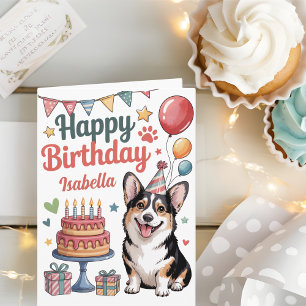 Personalized Cute Corgi Birthday Card