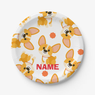 Personalized Cute Corgi Birthday Paper Plate