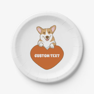 Personalized Cute Corgi Puppy Dog    Paper Plate