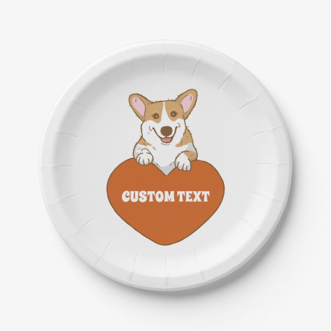 Personalized Cute Corgi Puppy Dog    Paper Plate (Front)