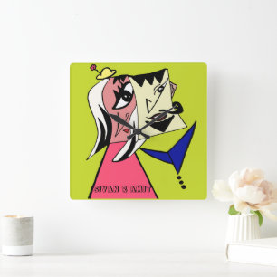 Personalized Cute Couple Cartoon Wall Clock