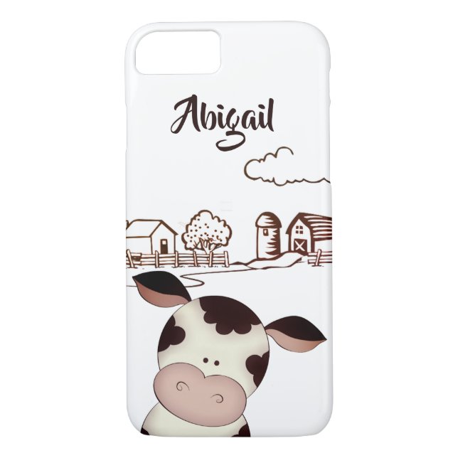 Personalized Cute Cow and Farm Background Case-Mate iPhone Case (Back)