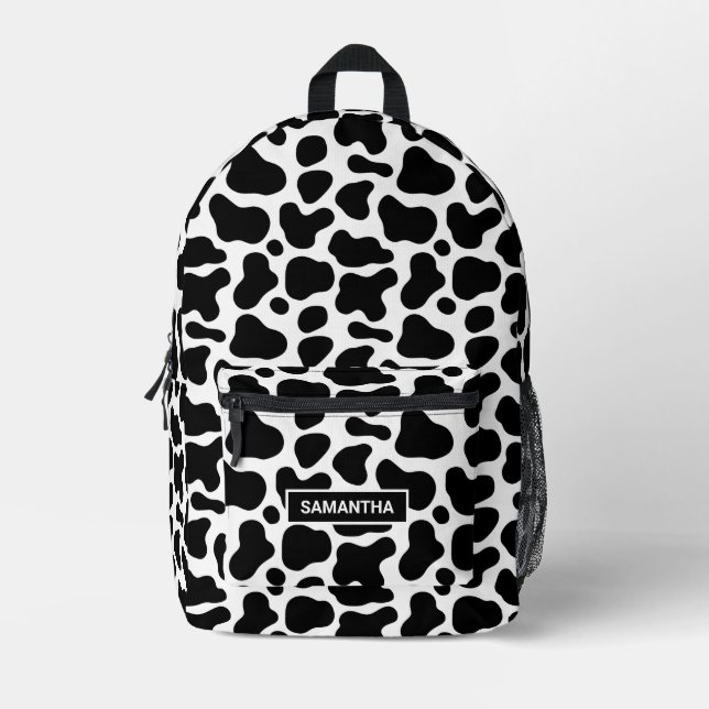 Personalized Cute Cow Print Printed Backpack (Front)