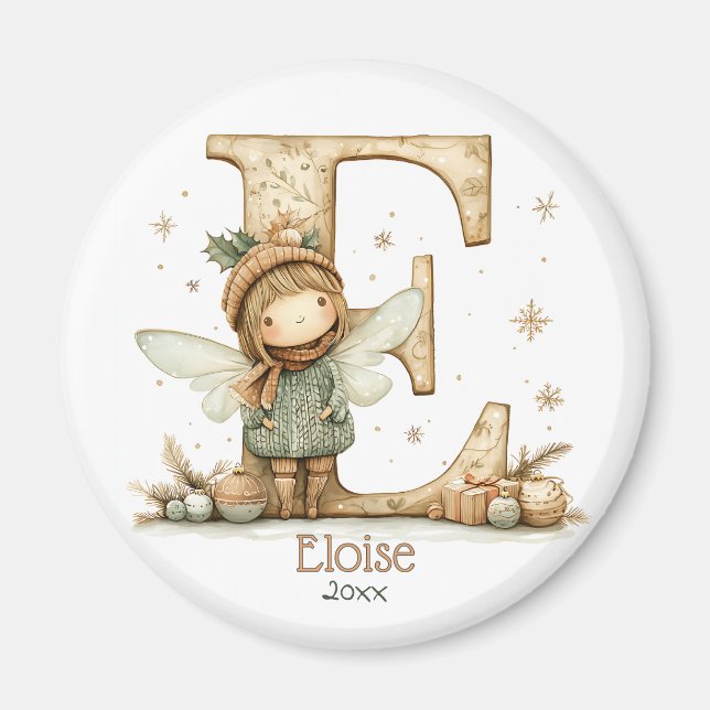 Personalized Cute Cozy Christmas Fairy in Jumper  Magnet (Front)