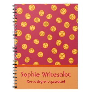 Personalized Cute Cranberry Orange Circles Notebook