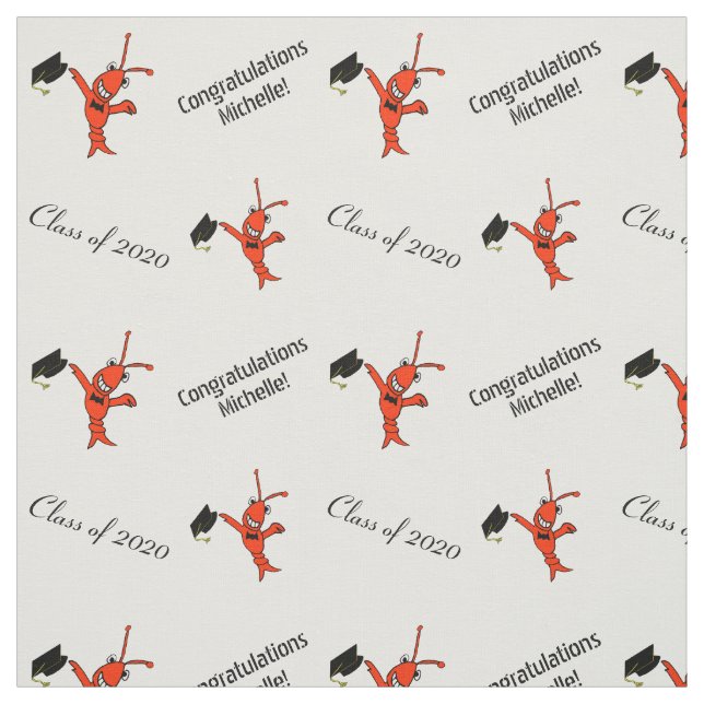 Personalized Cute Crawfish Graduation Fabric (Swatch)