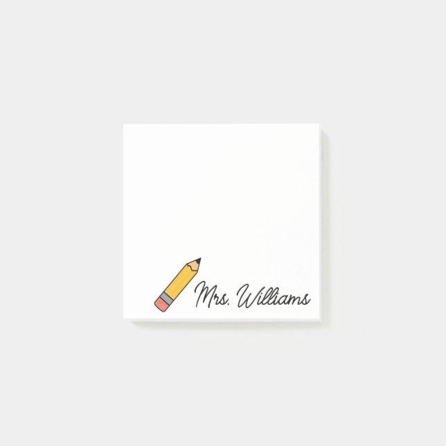 Personalized Cute Crayon Teacher Back to School  Post-it Notes (Front)