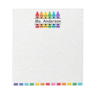 Personalized Cute Crayon Teacher's Notepad