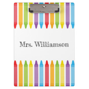 Personalized Cute Crayons Teacher Back to School Clipboard