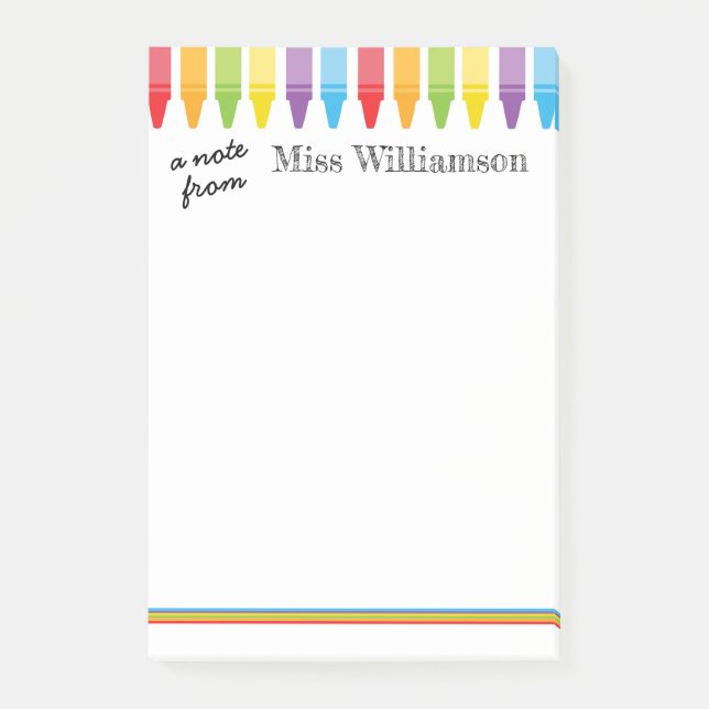 Personalized Cute Crayons Teacher Back to School P Post-it Notes (Front)