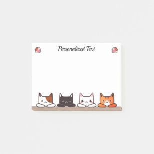 Personalized Cute Curious Kitty Cats Post-it Notes