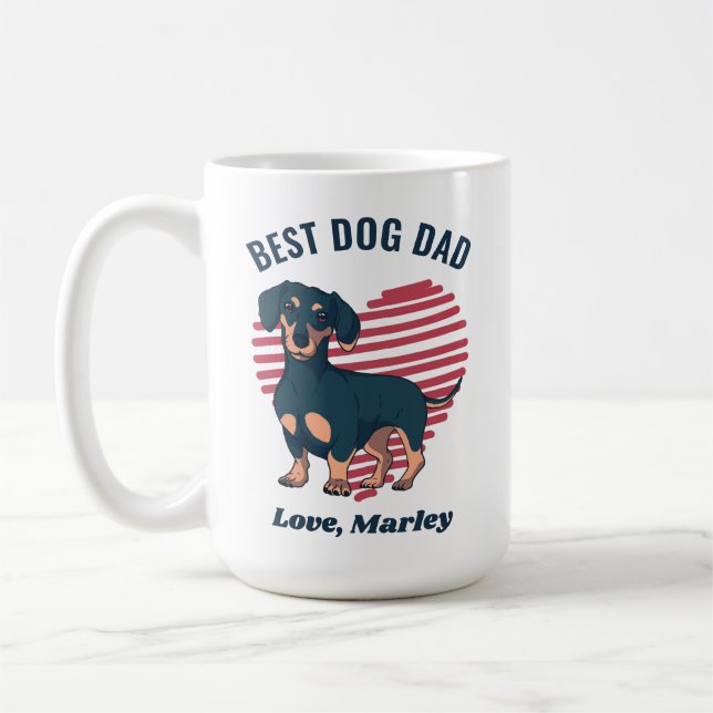 Personalized Cute Dachshund Dog  Dad Custom Text Coffee Mug (Left)
