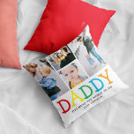 Personalized Cute 'Daddy' Photo Collage Keepsake Throw Pillow<br><div class="desc">Cute personalized custom photo keepsake pillow. Featuring a modern photo collage made up of 4 (four) pictures of your choice,  and the fun colourful text 'DADDY',  a custom message and the child name/s.</div>