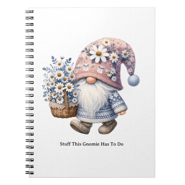 Personalized Cute Daisy Flower Gnome Women's Notebook (Front)