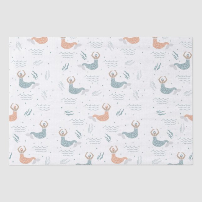 Personalized Cute Dancing Mermaid Illustration Sea Tissue Paper (Front)