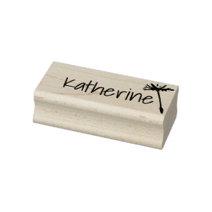 Personalized Cute Dandelion Seed Make a Wish Name  Rubber Stamp