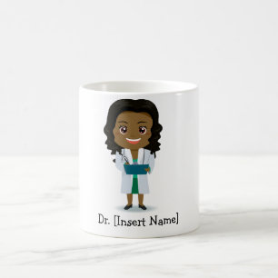Personalized Cute Dark Complexion Female Doctor Coffee Mug