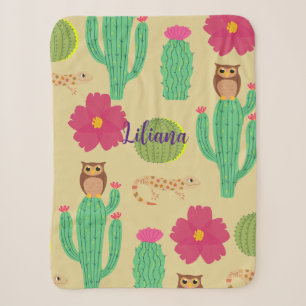Personalized Cute Desert Animals and Cactus  Sherpa Blanket