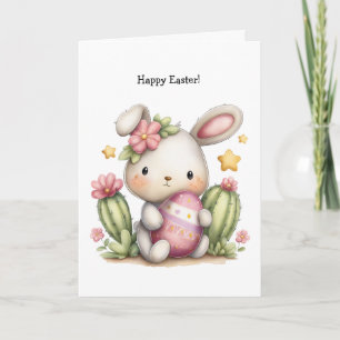 Personalized Cute Desert/Southwestern Easter Bunny Card