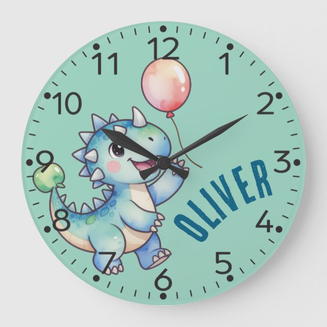 Personalized Cute Dino- Ankylosaurus Wall Clock (Front)