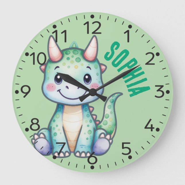 Personalized Cute Dino- Carnotaurus Wall Clock (Front)