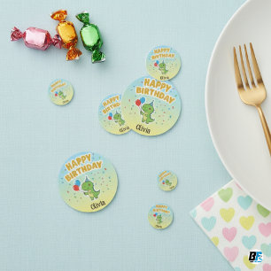 Personalized Cute Dinosaur Happy Birthday Custom N Confetti