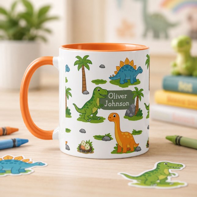 Personalized Cute Dinosaur Kids Name Mug (Creator Uploaded)
