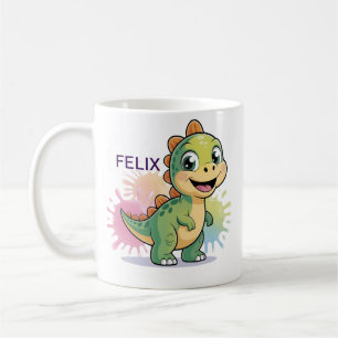 Personalized Cute Dinosaur Mug – Custom Name Gift 