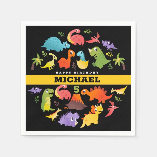 Personalized Cute Dinosaur Napkin (Front)