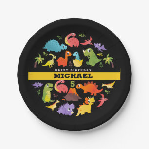 Personalized Cute Dinosaur Paper Plate