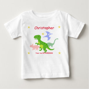 Personalized Cute Dinosaurs Baby T-Shirt