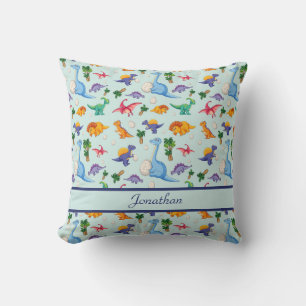 Personalized Cute Dinosaurs Boy Nursery Kid's Room Throw Pillow
