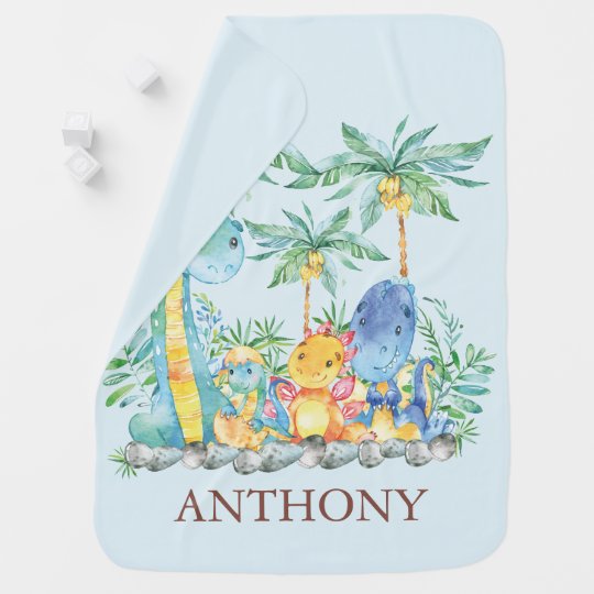 Personalized Cute Dinosaurs Boys Blanket