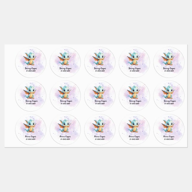 Personalized Cute dinosaurs,Name,Phone number (Sheet)