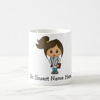 Personalized Cute Doctor, Brunette Female Coffee Mug
