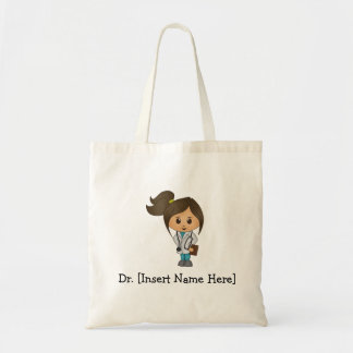 Personalized Cute Doctor, Brunette Female Tote Bag